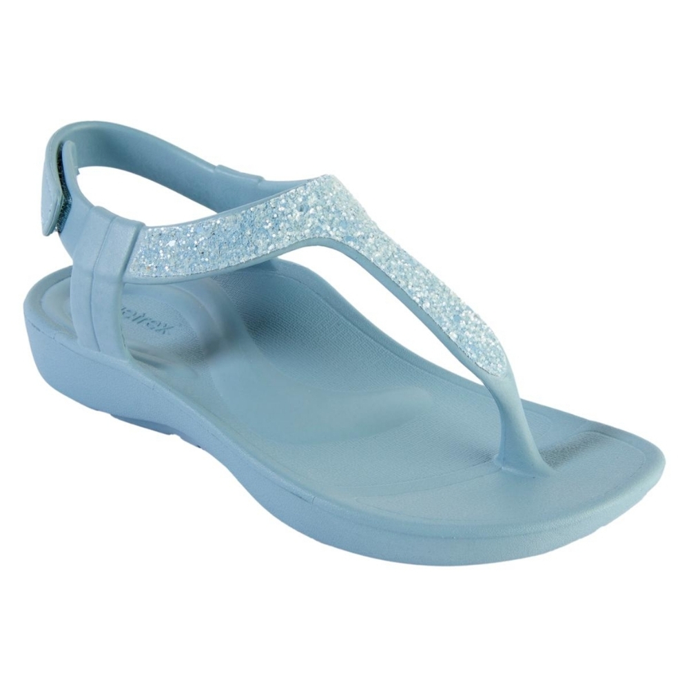Aetrex Women's Blue Sandals Parker Sparkle EVA Arch-Support Thong Sandal
